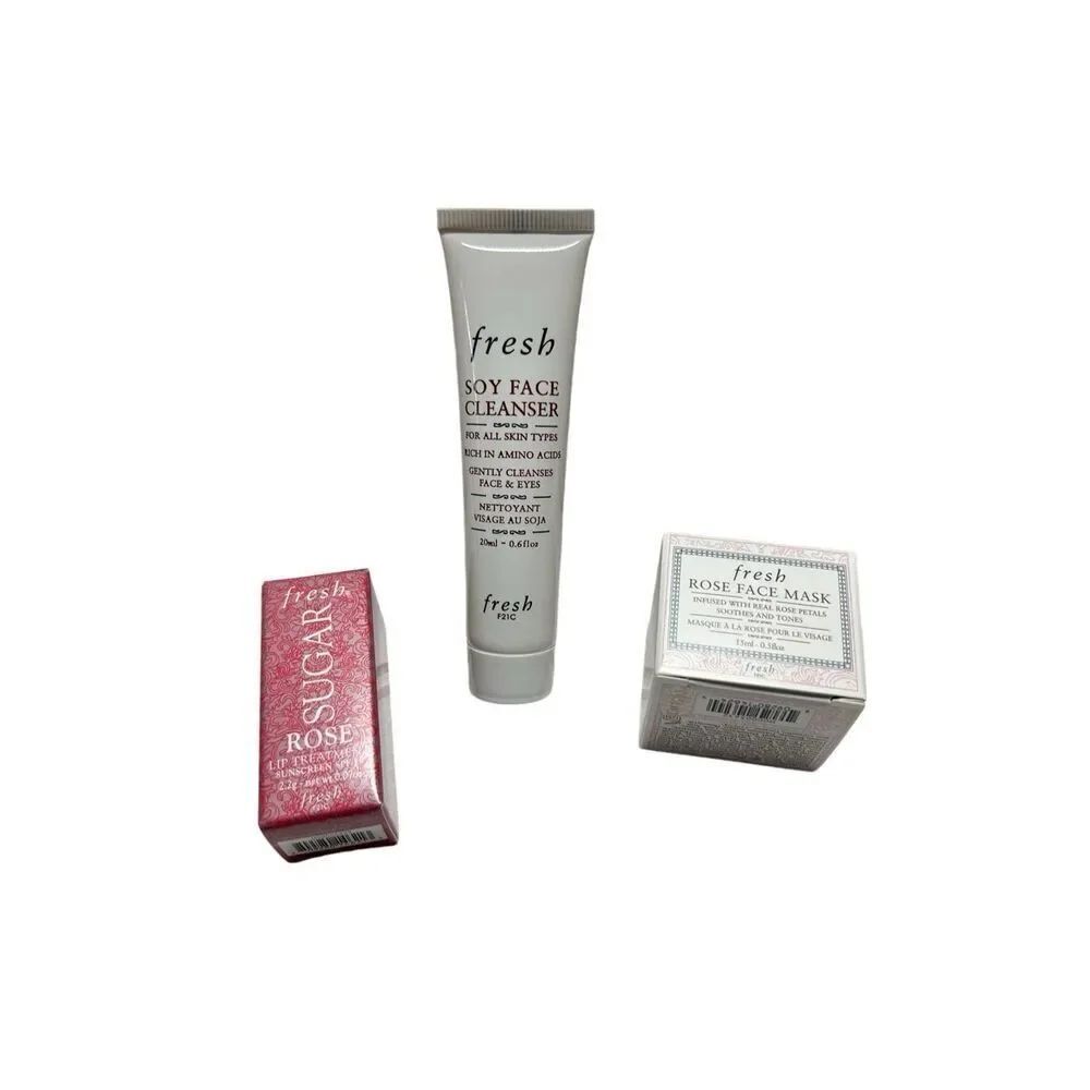 Fresh Rose Mini Set Lot x3- Mask, Cleanser, Lip Treatment NIB